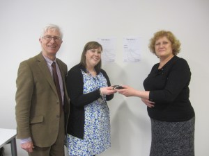 Sue Bowles )on the right) presenting the prize to Emma Donaldson